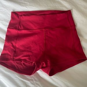 Red Lululemon Spandex Shorts